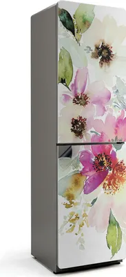 Produktbild von Blumenaquarellmuster – Magnetische Kühlschrank Abdeckung – Dekorfolie magnetisch Küche – Kühlschrank Magnet Deko – selbstklebende Magnettafel – Magnetfolie für Kühlschranktür – 60x205 cm