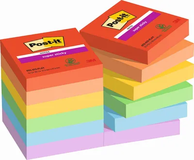 Immagine prodotto di Post-it® SuperSticky 622-12SS-PLAY Blocco note appiccicoso Playful - 47,6 x 47,6 mm, 12x 90 fogli, assortiti