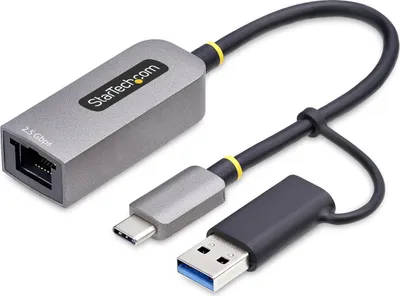 Produktbild von StarTech.com 2.5GbE USB-C to Ethernet Adapter with USB-A Converter