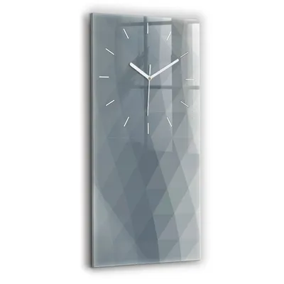 Obrázek produktu pro Wallfluent Hodiny - Obdélníkove Skleněné Nástěnné Hodiny - Tichý Křemenný Pohyb - Nástěnná Dekorace Kuchyně Ložnice - Bílé Ručičky Hodin - 30x60 cm - Šedá abstrakce