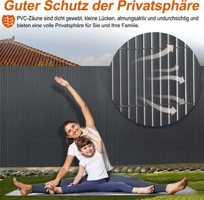 Produktbild von LARS360 PVC Sichtschutzmatte Verstärkung W-Struktur Sichtschutzzaun Windschutz Sichtschutz Balkon mit Kabelbindern, 200 x 1000 cm, Anthrazit