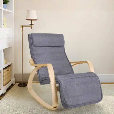 Image de SONGMICS Fauteuil relax à bascule, Fauteuil à bascule, Repose-pieds réglable