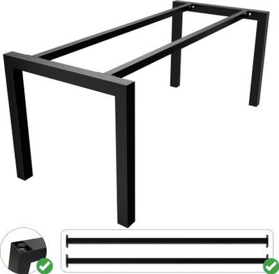 METALOPRO ETAMIN Tischbeine Metall, Schwerlast Stahl Schreibtisch Beine, Tischkufen Schwarz und Schrauben, Bodenschoner, Trapez Tischgestell, Wohnzimmertisch [180x70x72 cm]