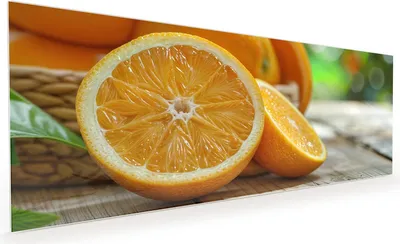 Produktbild von Küchenrückwand Spritzschutz Glas mit Motiv Frische Orangen 40 x 40 cm
