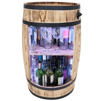 Image de Fût de whisky en bois avec éclairage LED RGB coloré