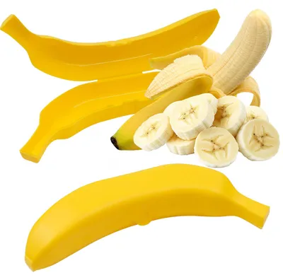 Produktbild von Mudoulu Bananenbox 2er Set, stabile Obstbox mit Klappverschluss und Aufhängeloch, BPA frei, spülmaschinengeeignet, für Schule, Reise und Alltag