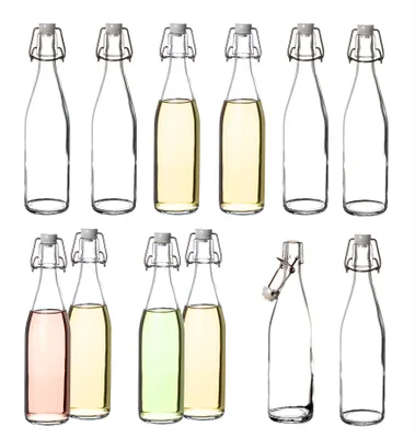 Produktbild von BigDean 12x Glasflaschen mit Bügelverschluss 500 ml - Draht-Bügelflasche zum Ansetzen von Ölen, Alkohol, Likören, Säften - Luftdicht -  Germany