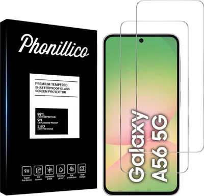 Produktbild von Hartglas für Samsung Galaxy A56 5G [2 Stück] Displayschutzfolie Screen Protector Film Anti-Kratzer Glas Resistant Phonillico®