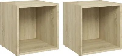 Produktbild von vidaXL TV-Schränke 2 Stk. Sonoma-Eiche 37x35x37 cm Holzwerkstoff