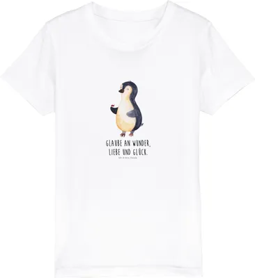 Produktbild von Mr. & Mrs. Panda Organic Kinder T-Shirt Pinguin Marienkäfer 12-14 Jahre (152/164) - Weiß - Geschenk, Aufmerksam, Liebe, Pinguine, Kleinkind, Baumwolle, Teenager, Bio