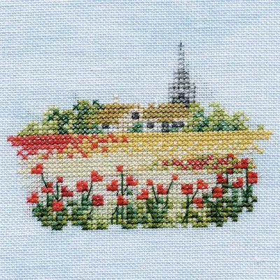Obrázek produktu pro Sada pro výšivku křížkem od značky Bothy Threads, "Minuetti - Pole máků", rozměr 10x10 cm, kód produktu dwmin08a, včetně schématu výšivky