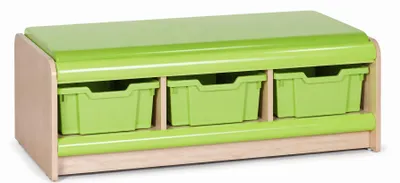Produktbild von Praktische Aufbewahrungsbank mit grünen Boxen für Kinderzimmer