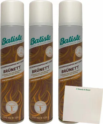 Produktbild von Batiste Trockenshampoo bruenette 3er Pack (3x200ml Dose) + usy Block
