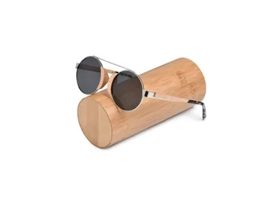 Produktbild von Dunkle Retro-Sonnenbrille aus Holz