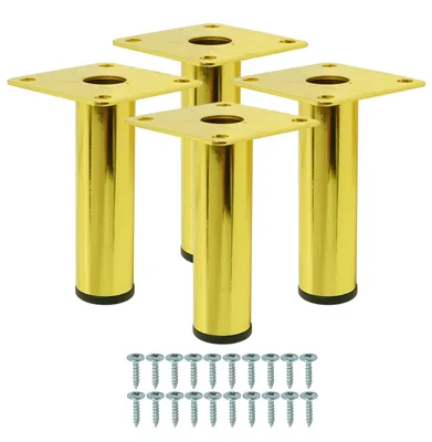 Produktbild von Stahl Möbelbeine rund 12,6 cm, Set mit Schrauben, gold, 4 Stück