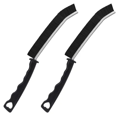Fugenreinigungsbürsten, 2 Stück, harte Borsten, schmal, 23 cm, schwarz