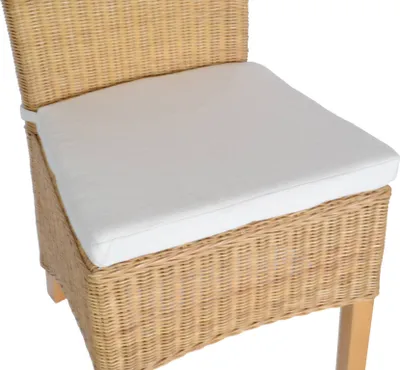 Produktbild von MiaMöbel Sitzkissen Landhausstil 100% Baumwolle Beige 46x5x42 cm, geeignet für Rattan- und Mexico-Stühle, mit verdecktem Reißverschluss, Klettverschluss-Bändern und formstabilem 5 cm dickem Schaumstoffkern