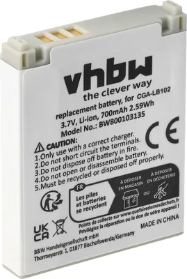 Produktbild von vhbw Akku Ersatz für Panasonic CGA-LB102 für schnurlos Festnetz Telefon (700 mAh, 3,7 V, Li-Ion)