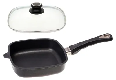 Produktbild von Gusseisenpfanne mit abnehmbarem Griff und Glasdeckel