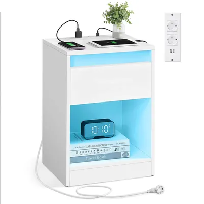 Obrázek produktu pro Noční stolek VASAGLE s nastavitelnou LED diodou, boční stolek se zásuvkami