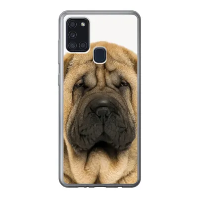 Produktbild von MuchoWow® Handyhülle Schutzhülle Hülle für Samsung Galaxy A21s Hund - Jungen - Sharpei - Haustiere - Mädchen - Kinder Silikon Softcase Handy Hülle - Hartschale