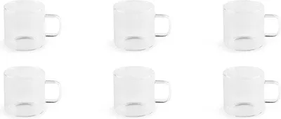 Image de Lot de 6 tasses à café transparentes - 140 ml - verre borosilicaté - pour un usage quotidien