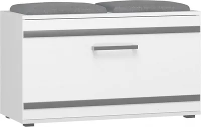 Produktbild von CDF Schuhschrank Opal | Farbe: weiß | Ideal für Diele, Flur, Büro | Schuhaufbewahrung | bequemer Sitz | 4 Schuhregale | modern