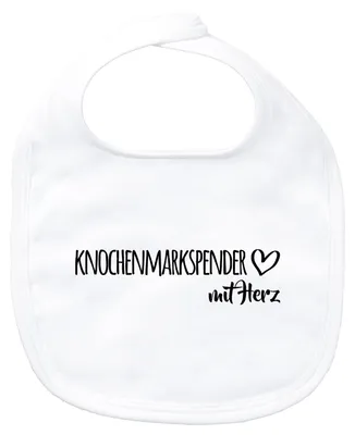 Produktbild von Huuraa Baby Lätzchen Knochenmarkspender mit Herz White Klettverschluss  Baumwolle Latz Geschenkidee
