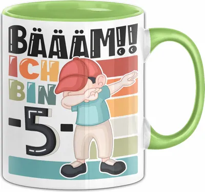 Produktbild von 5. Geburtstag Geschenk Tasse Becher Jungen Geburtstagsgeschenk Sohn Bäääm Ich Bin 5 (Grün)