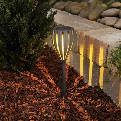Produktbild von esotec Solar Gartenfackel MALABO Solarfackel Steckleuchte schwarz outdoor 102781