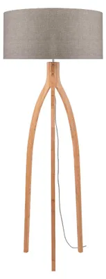 Immagine prodotto di Lampada da terra "Annapurna" con struttura in legno naturale e paralume color grigio chiaro
