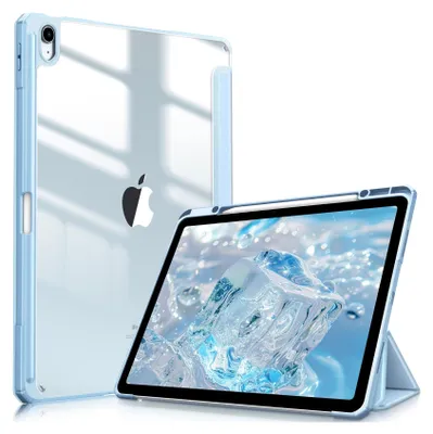 Produktbild von Fintie Hybrid Hülle für iPad Air 13 Zoll M4/M3/M2 (2026/2025/2024) mit Stifthalter - Stoßfeste Schutzhülle Case mit transparenter Hartschale auf der Rückseite für iPad Air 13 Zoll, Himmelblau