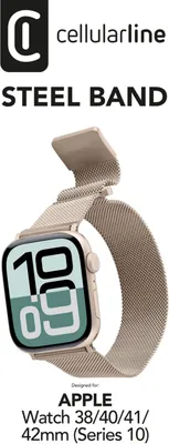 Produktbild von Cellularline Steel Band - Apple Watch 38/40/41/42 (Series 10/11) mm, Band, Smartwatch, Beige, Apple, Apple Watch 38/40/41 mm, Metall
