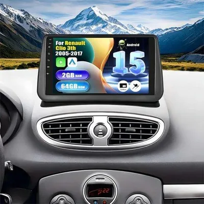 Productafbeelding van 2 GB + 64 GB 15 autoradio voor Renault Clio 3 2005-2017 met Carplay/ Auto, Clio 3 9 inch touchscreen auto met WiFi GPS Mirror Link Bluetooth FM/RDS EQ stuurbediening