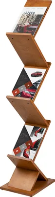 Produktbild von Prospektständer aus Holz im Zick-Zack-Design - 2-seitig - Bodenprospektständer - Prospektaufsteller