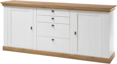 Produktbild von Großes Sideboard Landhaus - Pinie Weiß Wotan Eiche