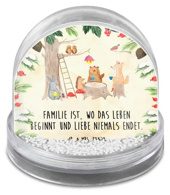 Produktbild von Mr. & Mrs. Panda Schneekugel Weihnachten Waldtiere Picknick - Naturpapier - Geschenk, Eichhörnchen, Hase, Maus, Weihnachts, Igel, Fuchs, schnee kugel, Lustige Sprüche