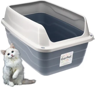 Produktbild von XXL Extra hohe Katzentoilette offene Katzenklo mit hohem Rand Jumbo Schalentoilette groß ohne Deckel hygenisch Katzen WC