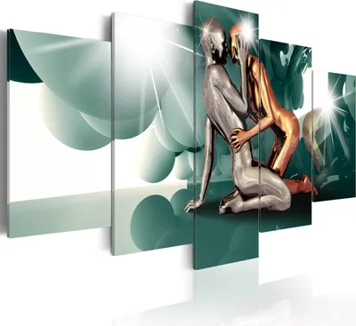 Image de Toiles 200 x 100 cm h-A-0046-b-o Toile intissé 5 pièces Impression artistique moderne Tableaux muraux XXL Décoration murale Design Tableau mural ABSTRAIT AMOUR COUPLE DESIGN