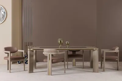 Produktbild von Luxus Esszimmer Set Esstisch + 6x Stühle Sideboard mit 3xSpiegel Essgruppen