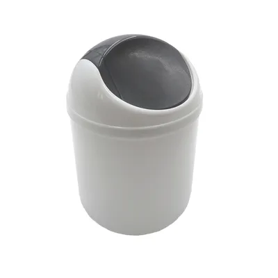 Produktbild von Tischmülleimer mit Schwingdeckel 1,5l Tischabfalleimer Mülleimer Küche Bad Tisch Papierkorb Kosmetikeimer Mini Abfallbehälter Weiß