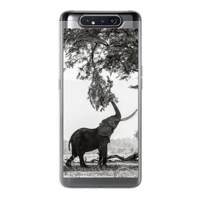 Produktbild von MuchoWow® Handyhülle Schutzhülle Hülle für Samsung Galaxy A80 Elefant - Baum - Tiere - Schwarz und weiß Silikon Softcase Handy Hülle - Schutzdeckel