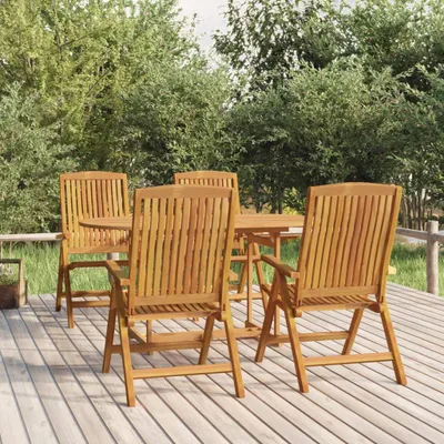 Image de vidaXL Chaises de jardin 4 pcs. Réglable bois massif teck