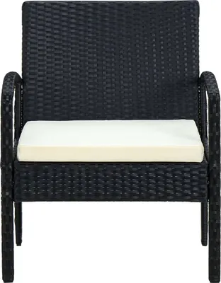 Produktbild von vidaXL Gartenstuhl mit Kissen Poly Rattan Schwarz