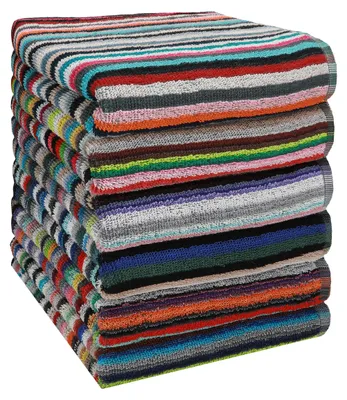 Produktbild von Betz 6 Stück Arbeitshandtücher 50x90 cm Set Grubentuch  100% Baumwolle  HELGOLAND bunt gestreift