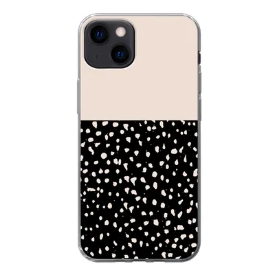 Produktbild von MuchoWow® Handyhülle Schutzhülle Hülle für iPhone 13 Polka dots - Beige - Schwarz Silikon Softcase Handy Hülle - Karteninhaber