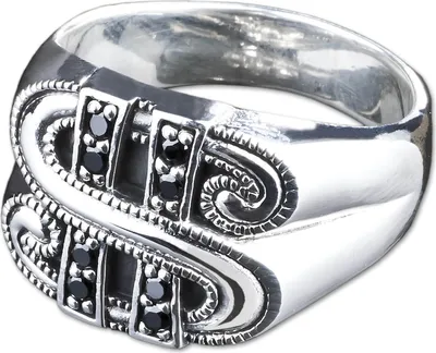 Produktbild von viva-adorno Gr. 71 (22,6 mm Ø) Herren Ring Dollarzeichen Zirkonia schwarz Daumenring Dollar 925 Sterlingsilber SR30,