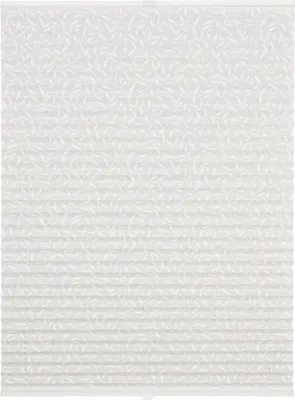 Produktbild von Plissee auf Maß Motive für Fenster zum Anschrauben in Glasleiste Farbe: Weiß Motiv Leaves, Größe: B): 51-60 cm, H): 151-200 cm