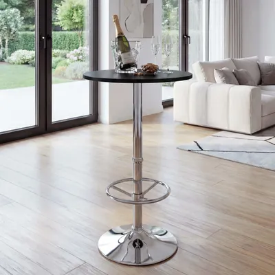 Obrázok produktu pre Barový stôl Bistro stôl Recepčný stôl Bari s podnožkou Ø60cm ~ čierna