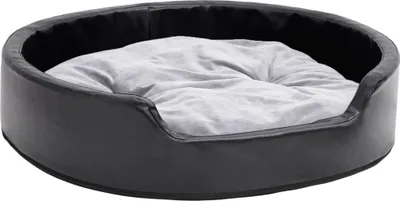 Produktbild von vidaXL Hundebett Schwarz-Grau 79x70x19 cm Plüsch und Kunstleder
